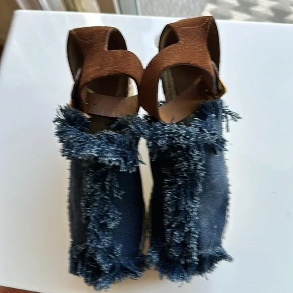 Chloe frayed denim platform size 10 - Picture 2 of 14